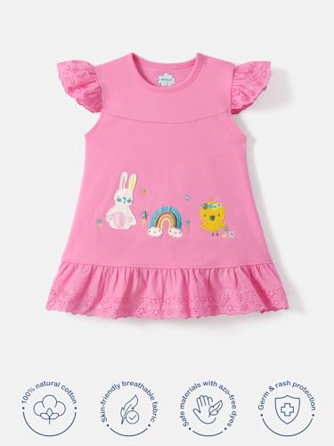 Nauti Nati Baby-Girl's Cotton A-Line Knee-Length Casual Dress (AS-1005_Pink