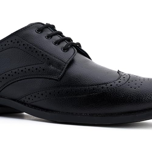 Khadim's Black Formal Derby Brogue Shoe for Men (7236266)