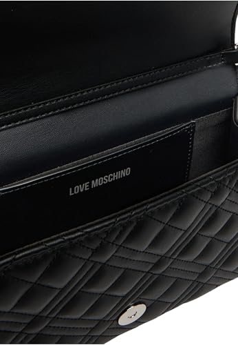 Love Moschino Quilled PU Bag Black + Galv.Nickel