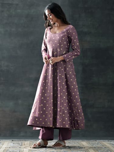 Libas Women's Silk Blend Kurta Set (400766_Mauve