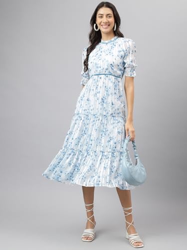 Latin Quarters Women White Printed Half Sleeve Casual Dress_3XL