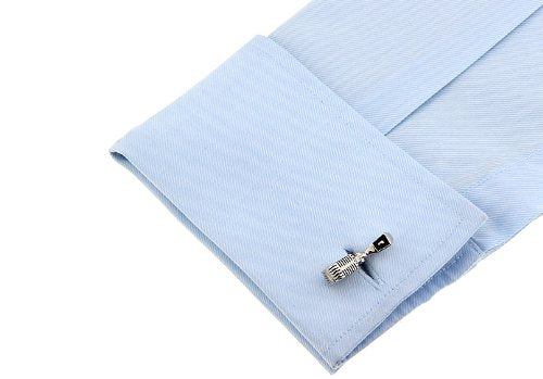 Topen Brass Music Mike Cufflinks for Men (Silver)