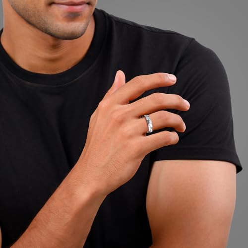 GIVA 925 Silver Zircon Studded Sparkle Ring For Him, Adjustable | Gifts for Men and Boys | With Certificate of Authenticity and 925 Stamp | 6 Months Warranty
