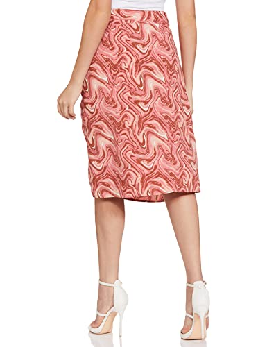 Marie Claire Polyester Women Georgette Western Midi Skirt Peach, Large
