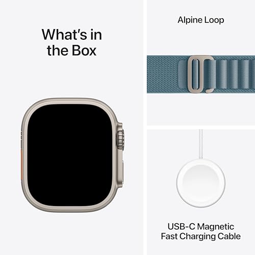 Apple Watch Ultra 3 GPS + Cellular 49mm Natural Titanium Case with Light Blue Alpine Loop - Small