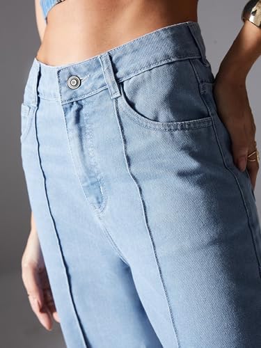 Miss Chase Women's Straight-Fit High-Rise Regular-Length Non-Stretchable Denim Jeans (MCSS24DEN79-02-941-32, Dreamwave Blue, 32)