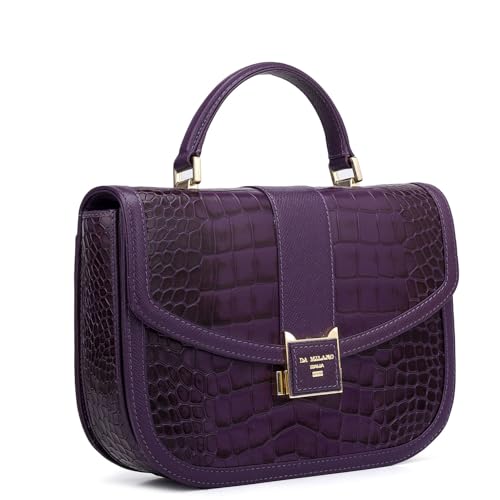 Da Milano Leather Satchel for Women - Purple