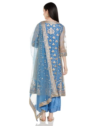 Biba Women's Net Kurta Sets (SKDHVYOCWR10471AW24LTBLU_Blue