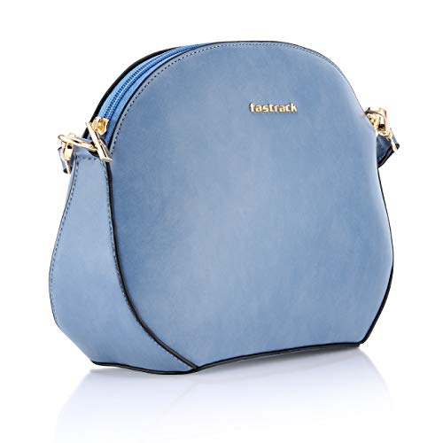 Fastrack Women’s Structured Chic Crossbody Bag With Top Zip (Steel Blue)