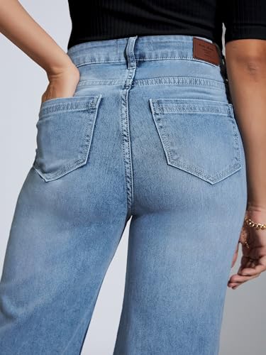 Miss Chase Women's Bootcut High Rise Regular Stretchable Denim Jeans (MCSS24DEN79-03-388-28, Pale Blue, 28)