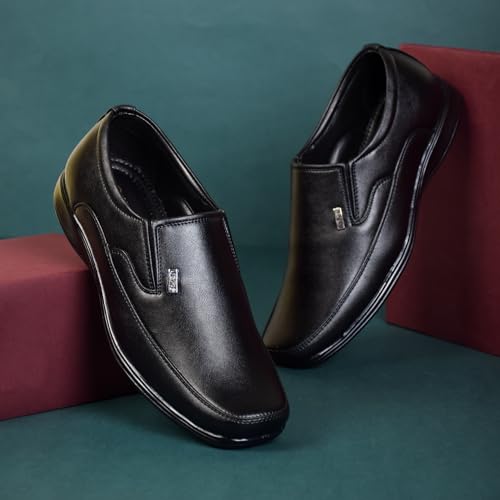 HIKBI Leather Formal Office Shoes Slip On Formal Shoes for Men-Black_7