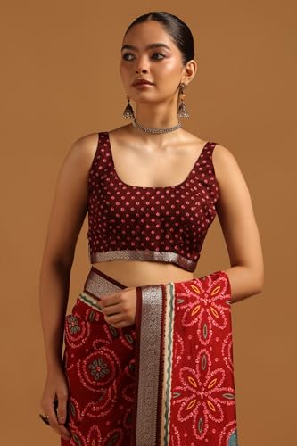 Soch Womens Maroon Poly Viscose Floral Saree