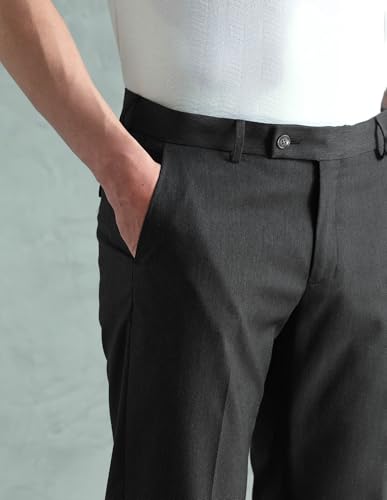 Arrow Men's Tapered Fit Heathered Trousers (ARAEOTR2181_Grey_36)
