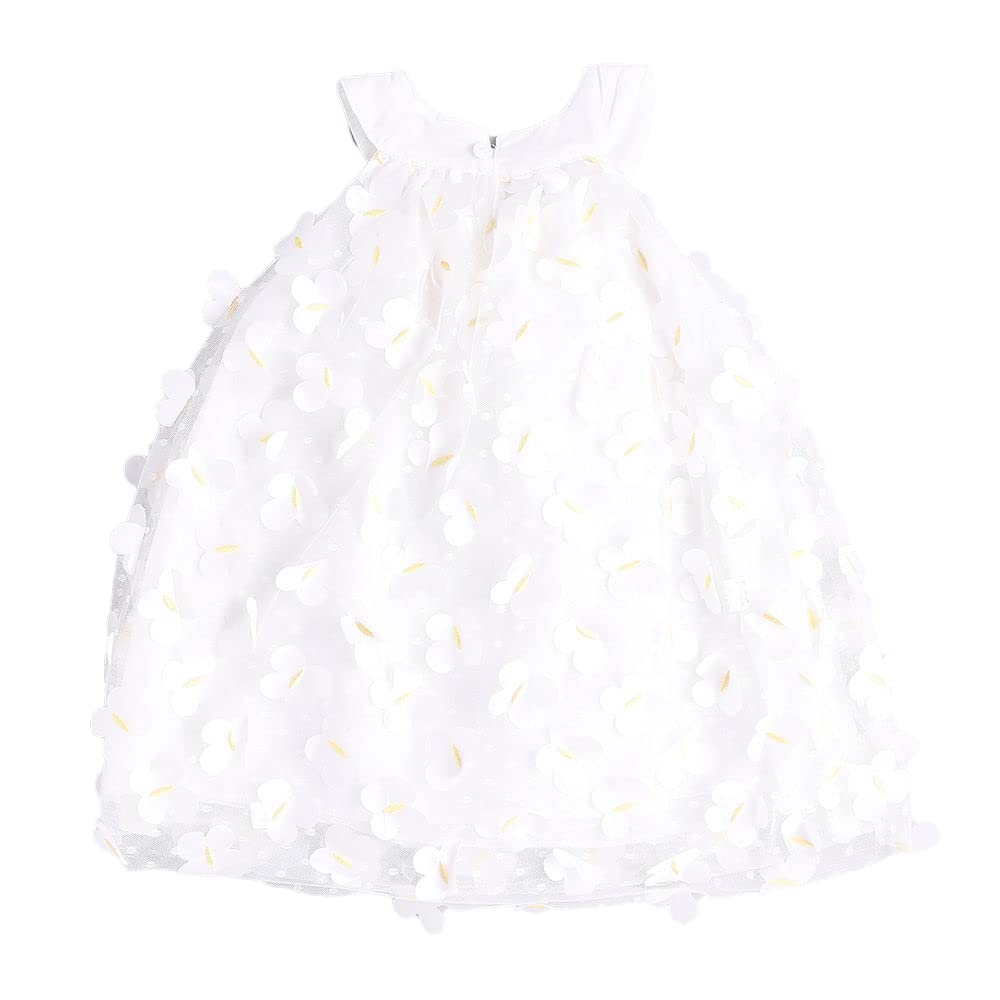 Hopscotch Girls Polyester Solid Polyester A-line Casual Dresses In White Color For Ages 3-4 Years (FLM-3406989)