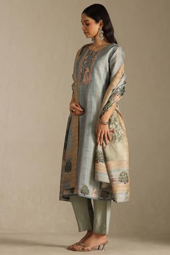 Soch Women's Art Silk Kurta Suit Set (CWA5CD22246_Turquoise Blue