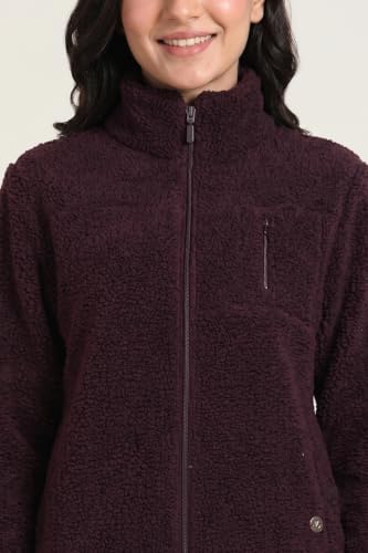 Zivame Sherpa Knit Poly Winter Loungewear Jacket - Wine