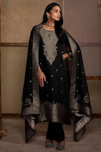 Soch Women's Organza Salwar Suit Set (OWA5CD22378_Black