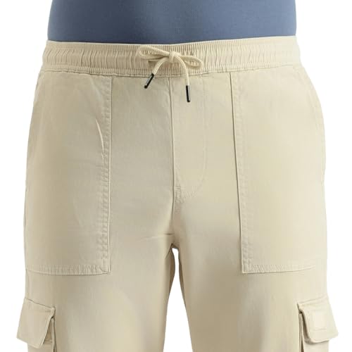 United Colors of Benetton Relaxed Fit Solid Mid Rise Cargo Pant (Size: 40) - 26P4CTWB0811I902 Cream