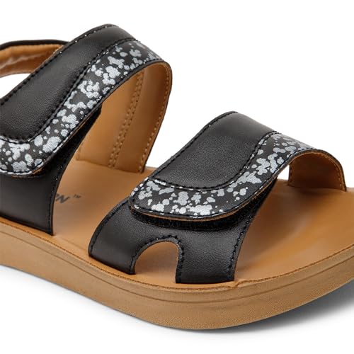 POPCORN Girls Fashion Black Sandals | Lightweight with Cushioned Support, Durable Construction, Ideal for Stylish & Comfortable Wear | 9 UK