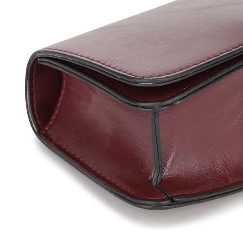 Fastrack Party Sling Bag for Women | Compact Shoulder Bag for Girls, Ladies, Women | Faux Leather Handbag with Gold Chain Handle (Maroon)