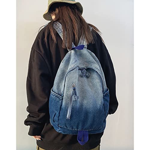 MHT BY MOHIT® New Simple Schoolbag – Denim Canvas Washed Versatile Backpack for Men & Women, Couples