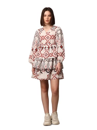 ONLY Women Abstract Printed Casual White A-line Dress