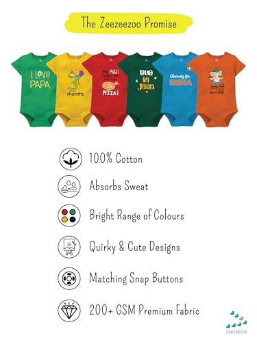 Zeezeezoo Happy Birthday Papa Printed Baby Clothes Daddy Birthday Special Dress for Baby Boy & Girl 100% Cotton Romper 0-3 Months