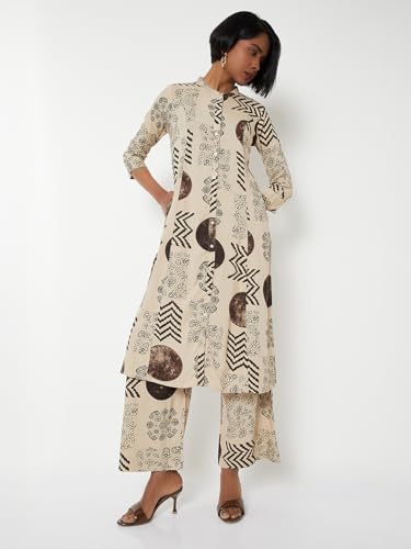Max Women Printed Straight Kurta Set (White_S)