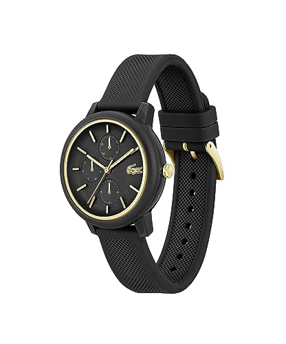 Lacoste Lacoste.12.12 Qtz Multifunction Black Round Dial Women's Watch|Black Silicone Material|Multi Color Band - 2001327