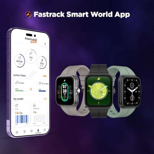 Fastrack VOX Neo Smart Watch with 1.91” Curved TFT Display, Rotary Crown, Offline Voice Commands,To-Do list, BT Calling, 24/7 Health Suite, SpO2, HRM, Sleep Tracking, IP68 Water Resistant - Leafy Sage