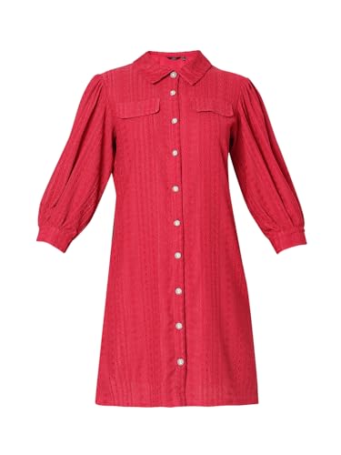 VERO MODA Women Self-Design Red Polyester Above Knee Length Shift Dress