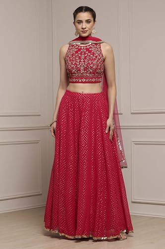 Biba Women Fuchsia Polyester Printed Lehenga Set_38