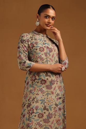 Soch Womens Grey Muslin Floral Kurta