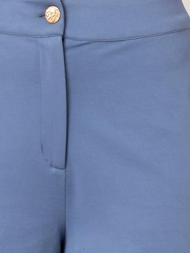 Faballey Blue Sleeveless Crop Top and Straight Fit Trousers Co-ord Set