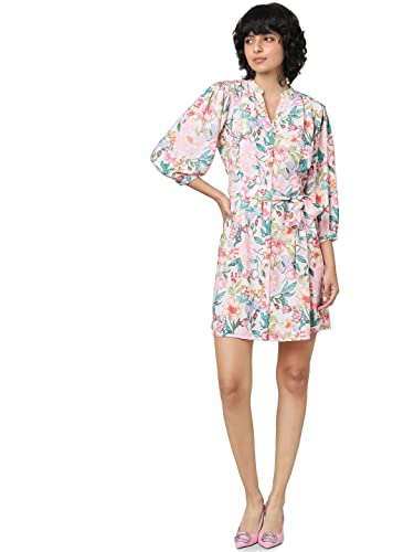 Only Women's Mini Length Polyester Shift Multicolor Dress_Small