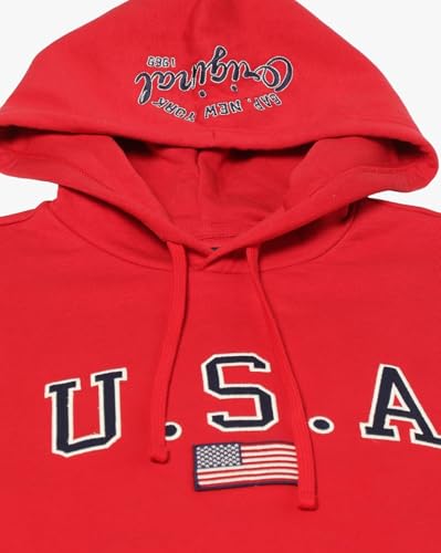 GAP Men's Full Sleeve Hooded Neck Oversize Fit Brushed Sweatshirt,Red,XXL