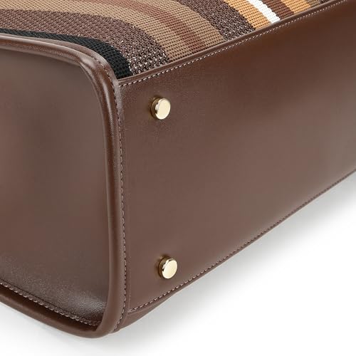Fastrack Cocoa Weave Laptop Tote Bag for Women |Faux Leather Work Tote with Knit Front Detail | Dual Carry Handles & Detachable Adjustable Strap | Zipper Closure | 14" Laptop Sleeve & Organiser Pocket