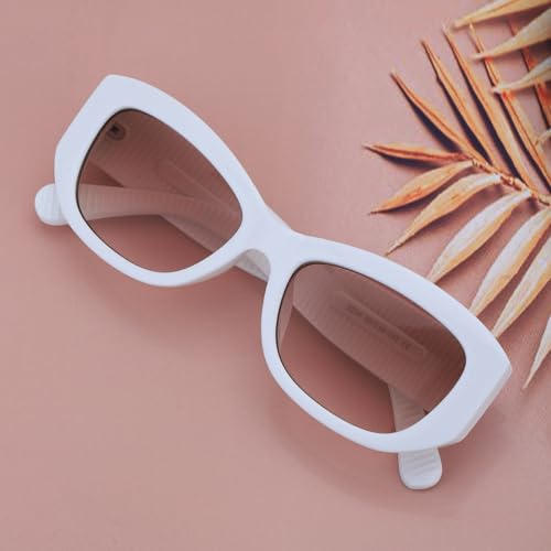 Carlton London White Toned with Polycarbonate UV Protected Lens Rectangle Sunglass for women