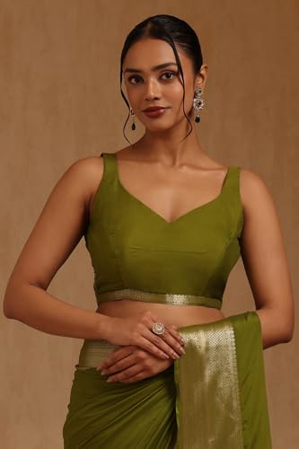 Soch Womens Green Georgette Zari Woven Saree