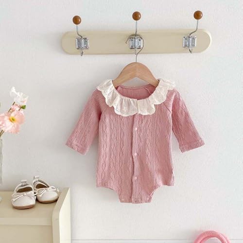 Hopscotch Baby Girls Textured Print Full Sleeves Pink Bodysuits For Ages (12-18 Months)