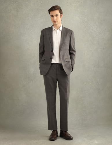 Arrow Men's Checked Tailored Fit Dobby Suit Brown