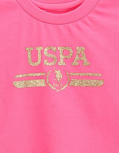 U.S. POLO ASSN. Kids Regular fit Cotton Typography Short Sleeves Crew Neck T-Shirts (UGTSH0346_Pink_10-11Y)