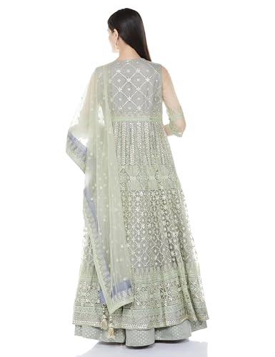 BIBA WOMEN EMBROIDERY ANARKALI SALWAR KURTA DUPATTA(SKDASSORTED8303_MINT_34)