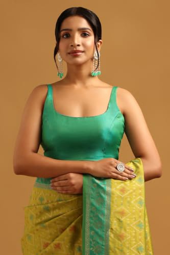 Soch Womens Light Green Silk Blend Ethnic Motifs Zari Woven Saree