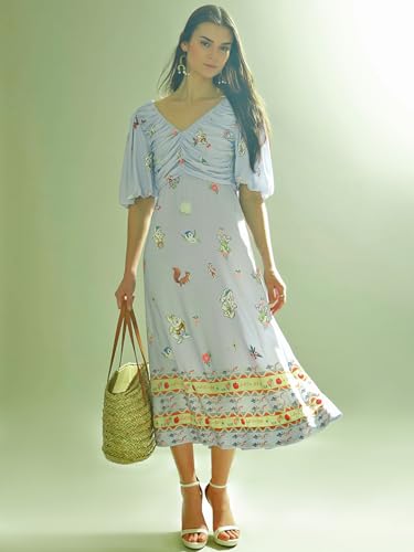 VERO MODA Women's Fit and Flare Blue Dress