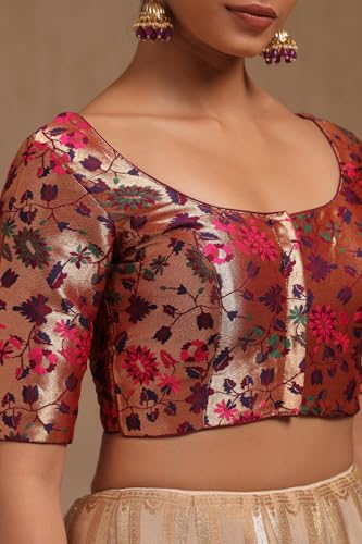 Soch Womens Wine Tussar Floral Print Padded Blouse