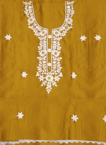 SALWAR STUDIO Mustard Embroidered Unstitched Dress Material_DEEPAK-0221