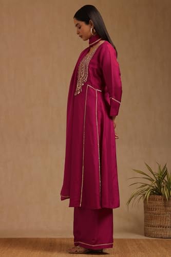 Soch Women's Dola Silk Salwar Suit Set (OWA5CD22209_Fuchsia