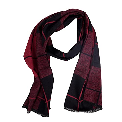Krystle Boy's Woolen Casual Winter Wear Knitted Warm Premium Mufflers (Red & Black)