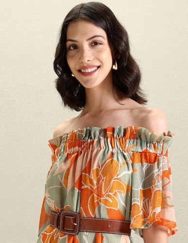 U.S. POLO ASSN. Women's Chiffon Printed A-Line Dress
